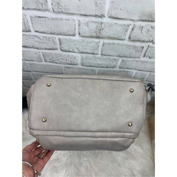 ROSEGIN Vegan Premium Leather Diaper Bag Backpack for Boy Girl Gray - Picture 3 of 13